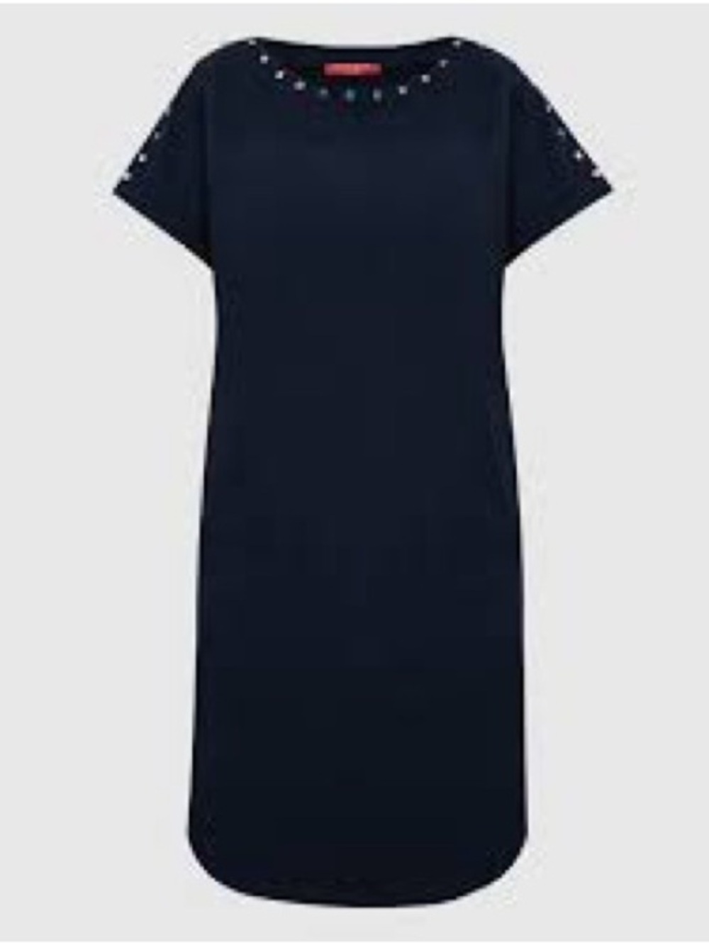 Marina Sport by Marina Rinaldi Studded Jersey Shift Dress Navy Blue Pockets